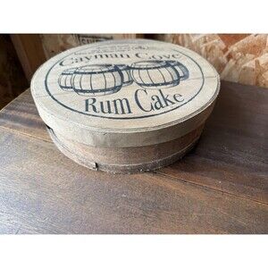 Cayman Cove Rum Cake 11.5" Empty Wood Barrel Box w Lid Case Primitive Rustic